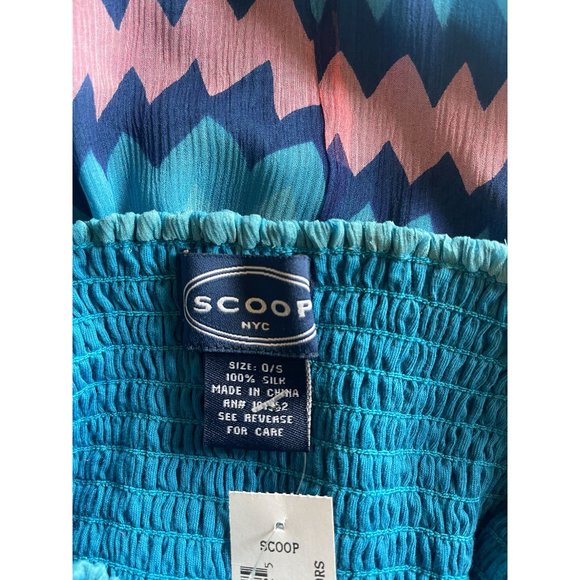 NWT Scoop NYC 100% Silk Pink and Blue Tube Dress One Size - Picture 2 of 2